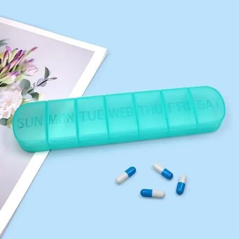 Travel Pill Box, 7-Day Portable Medicine case, Tablet and Vitamin Storage Container Easy Carrying in Bags or Pockets (Black) in Saudi Arabia