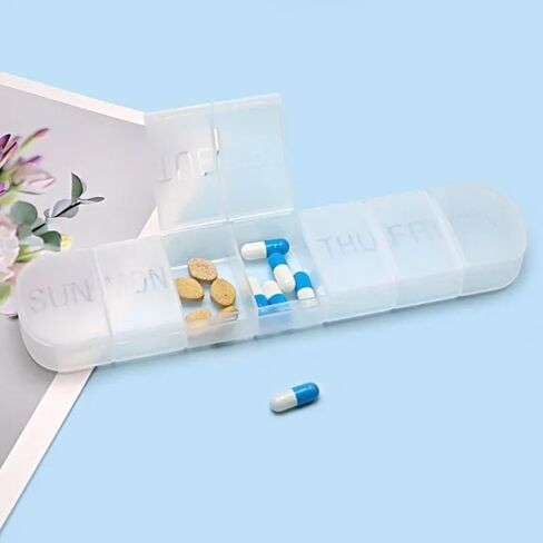Travel Pill Box, 7-Day Portable Medicine case, Tablet and Vitamin Storage Container Easy Carrying in Bags or Pockets (Black) in Saudi Arabia
