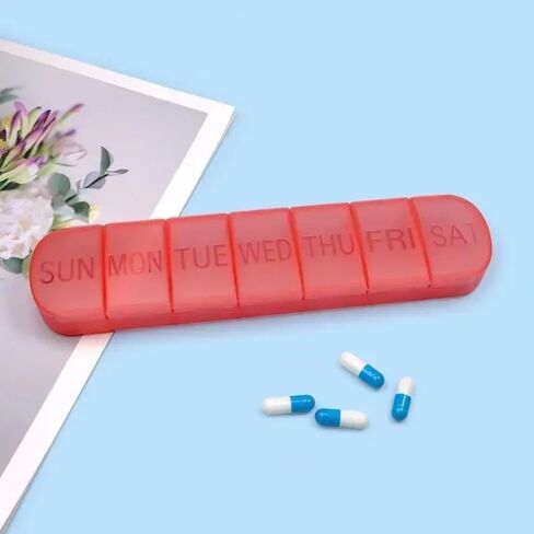 Travel Pill Box, 7-Day Portable Medicine case, Tablet and Vitamin Storage Container Easy Carrying in Bags or Pockets (Black) in Saudi Arabia