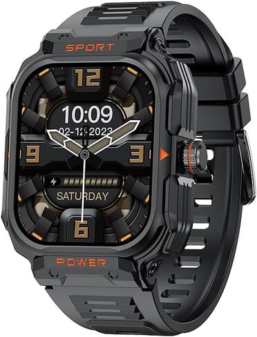 Military SmartWatch for Men Fitness Tracker, Receive Calls and Messages, with Flashlight 100+ Sports Modes Running/Cycling/Walking/Climbing. Fitness Tracker for iPhone/Android Phone in Kuwait