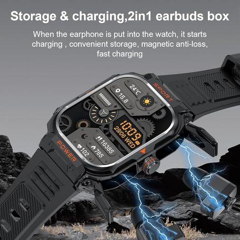 Military SmartWatch for Men Fitness Tracker, Receive Calls and Messages, with Flashlight 100+ Sports Modes Running/Cycling/Walking/Climbing. Fitness Tracker for iPhone/Android Phone in Kuwait