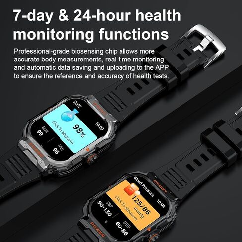 Military SmartWatch for Men Fitness Tracker, Receive Calls and Messages, with Flashlight 100+ Sports Modes Running/Cycling/Walking/Climbing. Fitness Tracker for iPhone/Android Phone in Kuwait
