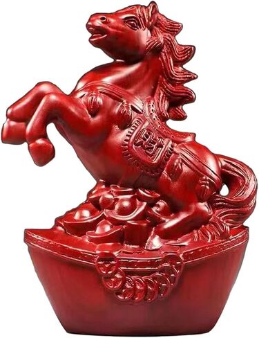 PDRCIAA Horse Statue Small Wooden Chinese Feng Shui Horse Figurines New Year Gift Zodiac Animal Sculpture Home Office Tabletop Ornaments for Luck Success Wealth (Red) in Saudi Arabia
