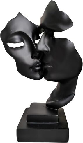 Yahu Lando Couples Kiss Sculpture,Black Thinker Resin Statue Ornaments,Silence is Gold Abstract Art Figurine,Abstract Style Sculptures,Living Room Desk Decorations,Bookshelf Decorative Objects in Saudi Arabia