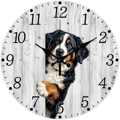 CHGCRAFT نظرة خاطفة الكلب ساعة الحائط 12 بوصة الكلب ساعة ضوء اللون الخشب مجلس الساعات الزخرفية المستديرة لغرفة النوم غرفة المعيشة المطبخ مكتب in Saudi Arabia