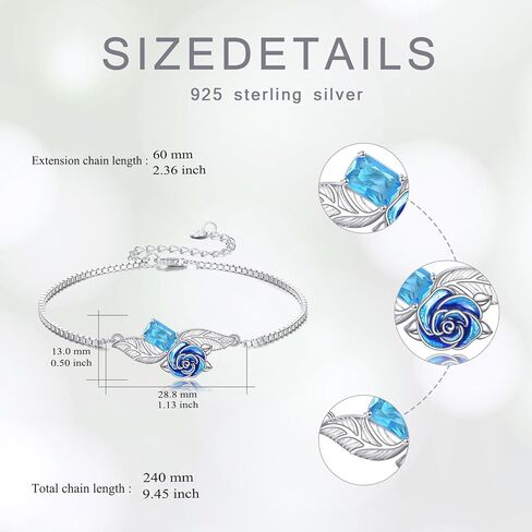 Created Aquamarine Bracelet with Blue Flower 925 Sterling Silver March Birthstone Aquamarine Bracelet with Box Chain Anniversary Jewelry Gift Women in Saudi Arabia