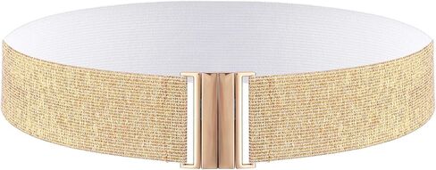 Quilax Wide Elastic Golden Belt for Women, Gold Elastic Beltt for Dresses, Vintage Trimmer Belts for Dresses and Jeans in Saudi Arabia