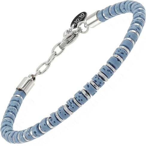 10:10 Beaded Bracelet for Men and Women – Natural Lava Gemstone Bracelet, Hematite and Stainless Steel – Adjustable, Durable and Elegant – Made in Italy in Saudi Arabia