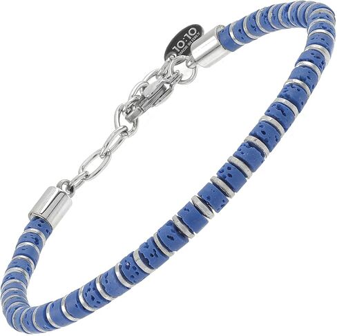 10:10 Beaded Bracelet for Men and Women – Natural Lava Gemstone Bracelet, Hematite and Stainless Steel – Adjustable, Durable and Elegant – Made in Italy in Saudi Arabia
