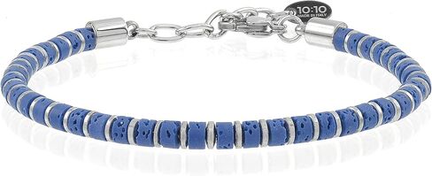 10:10 Beaded Bracelet for Men and Women – Natural Lava Gemstone Bracelet, Hematite and Stainless Steel – Adjustable, Durable and Elegant – Made in Italy in Saudi Arabia