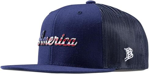 Branded Bills America Script Colored Leather Flat Trucker, Lightweight, Comfortable Baseball Cap in Saudi Arabia