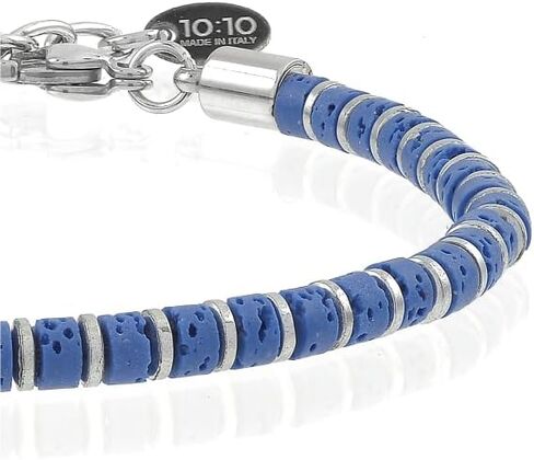 10:10 Beaded Bracelet for Men and Women – Natural Lava Gemstone Bracelet, Hematite and Stainless Steel – Adjustable, Durable and Elegant – Made in Italy in Saudi Arabia