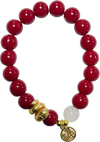 2025 New Year of Snake Beaded Charm Bracelets Colorful Crystal Pi Yao Snake Pendant Bracelet Adjustable Chinese Zodiac Feng Shui Lucky Amulet Stretch Bracelet for Women Men New Year Gifts in Saudi Arabia