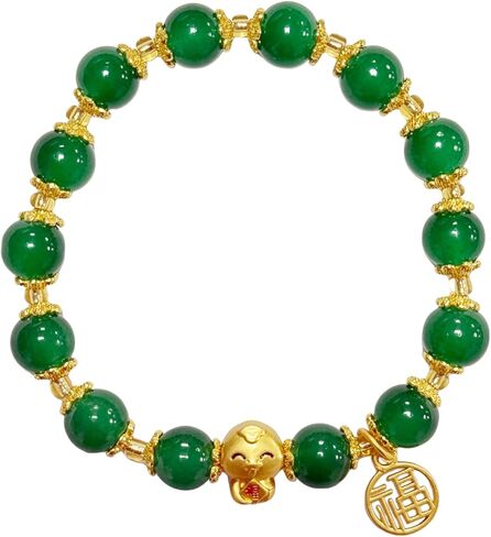2025 New Year of Snake Beaded Charm Bracelets Colorful Crystal Pi Yao Snake Pendant Bracelet Adjustable Chinese Zodiac Feng Shui Lucky Amulet Stretch Bracelet for Women Men New Year Gifts in Saudi Arabia