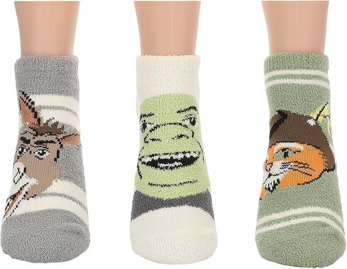Bioworld Shrek Boots Shrek and Donkey Womens Cozy Ankle Socks 3 Pack in Saudi Arabia