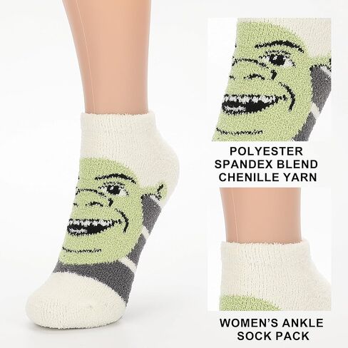 Bioworld Shrek Boots Shrek and Donkey Womens Cozy Ankle Socks 3 Pack in Saudi Arabia