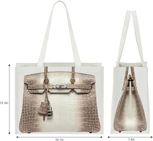 حقيبة قماش أنيقة مع طباعة مستوحاة من الموضة - حقيبة هدايا مرحة للنساء، هدية أنيقة للعطلات، قابلة للطي للاستخدام اليومي in Kuwait