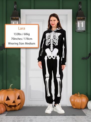 Rabtero Glow in the Dark Skeleton Costume Women, Halloween Funny Couple Costume Adult, Glow Skeleton Onesie Pajama Halloween in Saudi Arabia