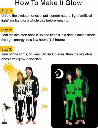 Rabtero Glow in the Dark Skeleton Costume Women, Halloween Funny Couple Costume Adult, Glow Skeleton Onesie Pajama Halloween in Saudi Arabia