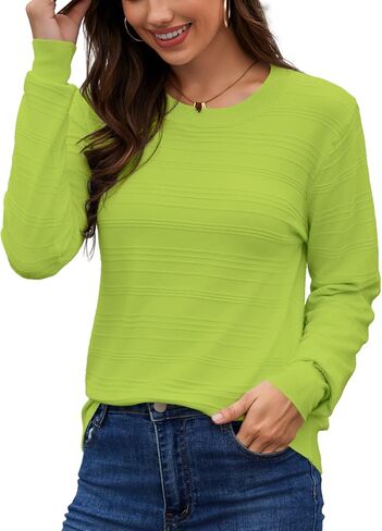 UQOIIL Womens Thin Sweater Classic Fit Crewneck Long Sleeve Top Plain Lightweight Casual Trendy Shirts (S-XXL) in Saudi Arabia