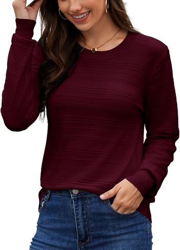 UQOIIL Womens Thin Sweater Classic Fit Crewneck Long Sleeve Top Plain Lightweight Casual Trendy Shirts (S-XXL) in Saudi Arabia