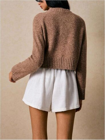 Verdusa Women's Raglan Sleeve Cozy Sweaters Elegant Trendy Pullover Knit Crop Tops Old Money Clothes in Saudi Arabia