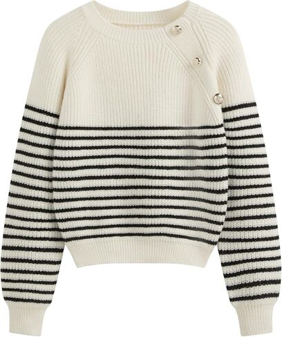 CIDER Cropped Sweaters for Women Fall Striped Crewneck Long Sleeve Sweater Fitted Pullover Sweaters Trendy Fall Outfits in Saudi Arabia