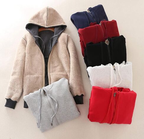 Gihuo Women's Sherpa Lined Hooded Sweatshirt Zip Up Winter Warm Hoodie Comfy Hooded Fleece Jacket(Wine-XL) in Saudi Arabia
