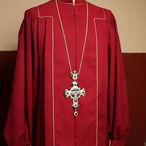Needzo Bishop's Pectoral Cross, Crucifix Center, Faux Crystals, Large 7.7" Pendant, 24-inch Chain Included in Saudi Arabia