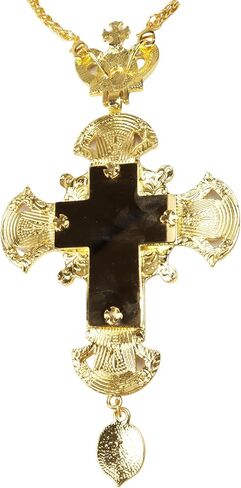 Needzo Bishop's Pectoral Cross, Crucifix Center, Faux Crystals, Large 7.7" Pendant, 24-inch Chain Included in Saudi Arabia