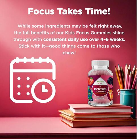 Phytoral Vegan Kids Focus Gummies - Potent Chewable Brain Support for Children - Enhances Concentration & Memory - Calming Supplements & Focus Gummies for Kids - Non-GMO & Gluten-Free - 60 Count in Saudi Arabia