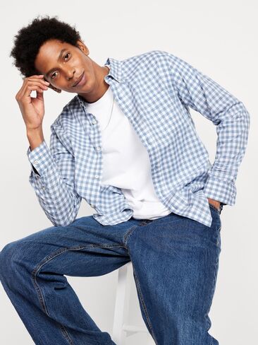 Old Navy Slim Fit Printed Everyday Shirt - Blue Gingham in Saudi Arabia