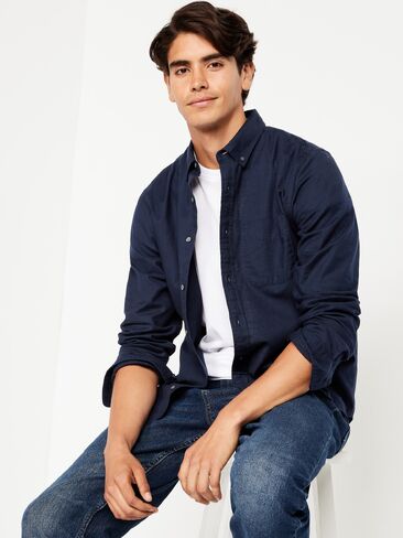 قميص أكسفورد كلاسيكي مناسب للاستخدام اليومي من Old Navy - باللون الأزرق الداكن in Kuwait