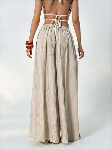 SHENHE Women's Wide Leg Palazzo Pants High Waist Textured Flowy Pants Travel Vacation Trousers in Saudi Arabia