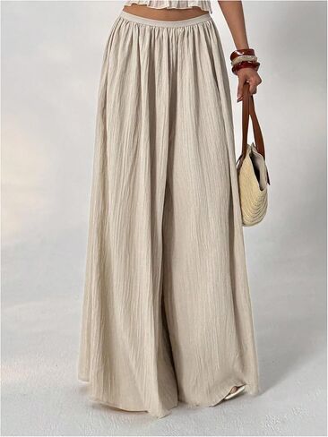 SHENHE Women's Wide Leg Palazzo Pants High Waist Textured Flowy Pants Travel Vacation Trousers in Saudi Arabia