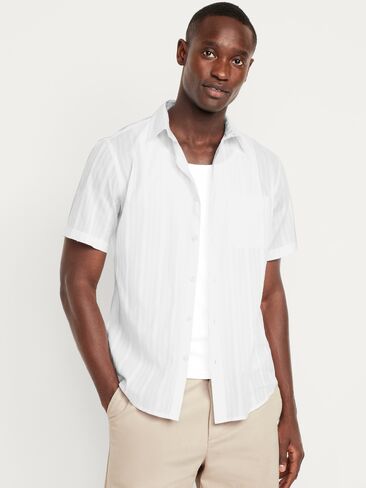 Old Navy Classic Fit Everyday Dobby Shirt - White Dobby in Saudi Arabia