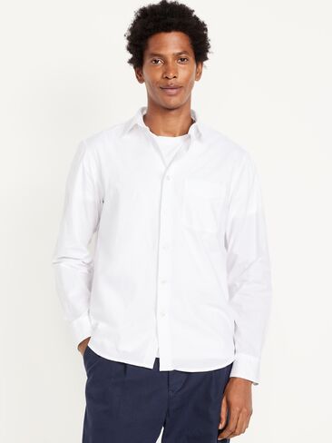 قميص بوبلين كلاسيكي مناسب للاستخدام اليومي من Old Navy - كالا ليلي أبيض in Kuwait