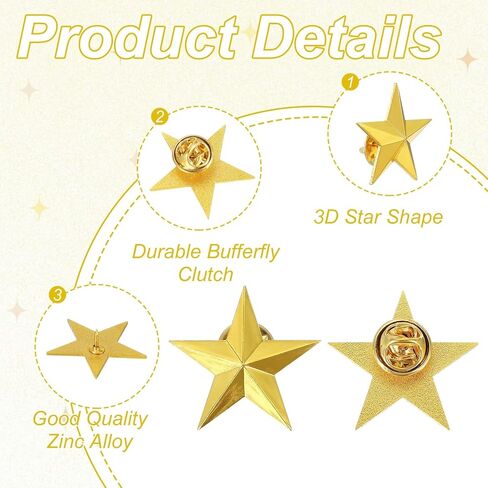 دبابيس Uxcell Star التلبيب، دبابيس جائزة شارة نجمة للرجال والنساء حقائب الظهر والقبعات والسترات والإكسسوارات والديكورات in Saudi Arabia