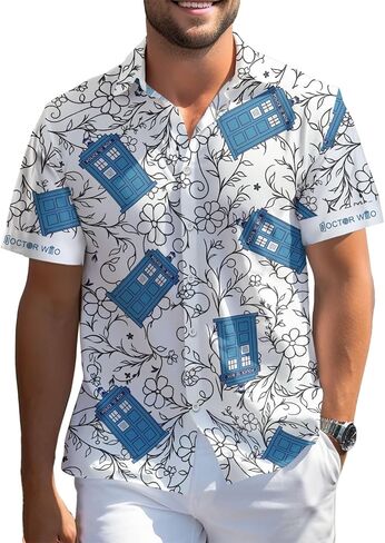 99TIMORO أفلام أمريكية تحت عنوان قميص هاواي ، والخيال العلمي والخيال مستوحى من الأكمام قصيرة الأكمام in Kuwait