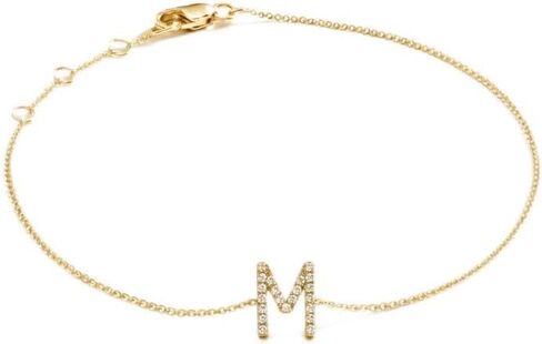 Genuine Gold Initial Bracelets for Women Natural Diamond Bracelets for Women in 10K Yellow Gold Letter Bracelet Natural Diamond Initial Jewelry Gifts for Her in Saudi Arabia