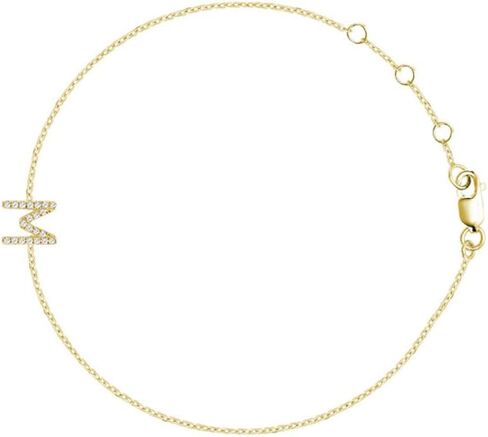 Genuine Gold Initial Bracelets for Women Natural Diamond Bracelets for Women in 10K Yellow Gold Letter Bracelet Natural Diamond Initial Jewelry Gifts for Her in Saudi Arabia