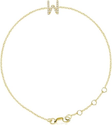 Genuine Gold Initial Bracelets for Women Natural Diamond Bracelets for Women in 10K Yellow Gold Letter Bracelet Natural Diamond Initial Jewelry Gifts for Her in Saudi Arabia