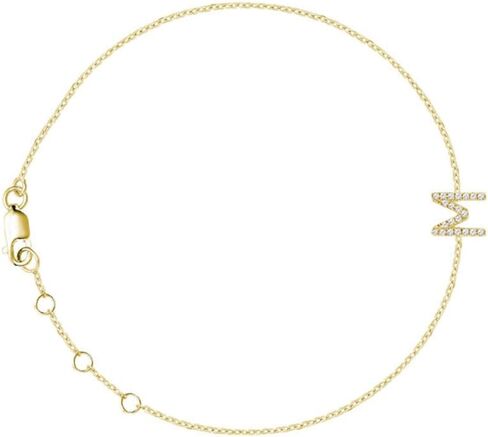 Genuine Gold Initial Bracelets for Women Natural Diamond Bracelets for Women in 10K Yellow Gold Letter Bracelet Natural Diamond Initial Jewelry Gifts for Her in Saudi Arabia