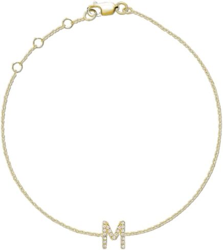 Genuine Gold Initial Bracelets for Women Natural Diamond Bracelets for Women in 10K Yellow Gold Letter Bracelet Natural Diamond Initial Jewelry Gifts for Her in Saudi Arabia