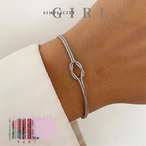 GAUEIOUR الحب عقدة الأفعى سلسلة أساور إنفينيتي للنساء، قابل للتعديل سلسلة الصداقة الفولاذ المقاوم للصدأ، مطابقة الأساور للأزواج علاقة المجوهرات الهدايا لأفضل صديق in Kuwait