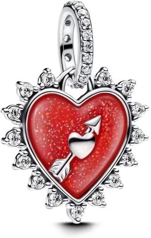 HuooNew 925 Sterling Silver Charms, Moveable Toy Cube, Entwined, Rose in Bloom Heart Charm Fit Pandora Bracelets Valentine's Day Jewellery Gifts for Women in Saudi Arabia