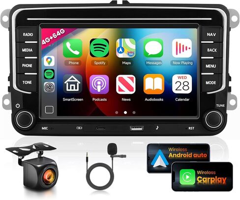 4G 64G 【HI-RES AI DSP 32EQ】 Radio for VW Passat Jetta Golf Touran Car Stereo مع 7inch 1280x720p IPS Touchscreen ، FM RDS ، Wireless Carplay Android Auto ، 5.0 Bluetooth ، Off-Line GPS ، AHD Backup Camera in Saudi Arabia