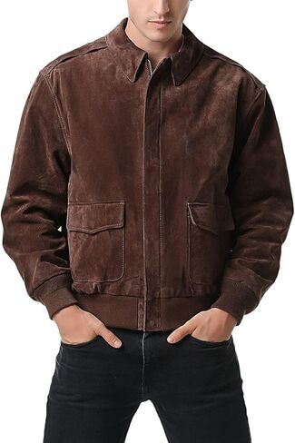 Landing Leathers Men Air Force A-2 Suede Leather Flight Bomber Jacket (Also available in Big & Tall) in Saudi Arabia