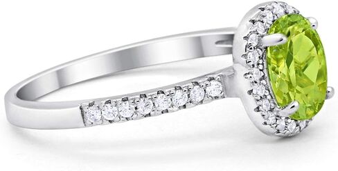 Blue Apple Co. Vintage Style 10mm Oval Shape Cubic Zirconia Halo Half Eternity Band Solitaire Statement Wedding Engagement Rings For Women 925 Sterling Silver Gifts For Her in Saudi Arabia