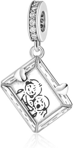 HuooNew 925 Sterling Silver Charms, Moveable Toy Cube, Entwined, Rose in Bloom Heart Charm Fit Pandora Bracelets Valentine's Day Jewellery Gifts for Women in Saudi Arabia